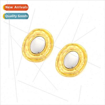 ZA personaly niche oval alloy earrings fashion geometric bum
