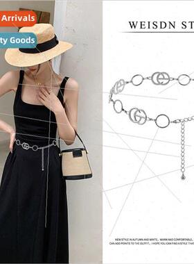2023 niche design C letter waist chain female rhinestone inl