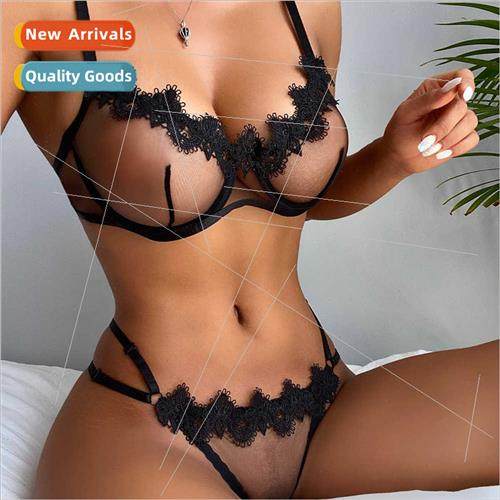 Outer size sexy women mesh water-soluble flower lingerie bra