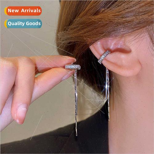 zirconia ear clips female whout ear holes long tassel bar ea