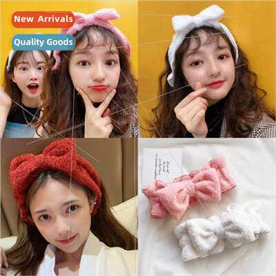 Hair cover female wash face cute bow hair tie ruffled wide e