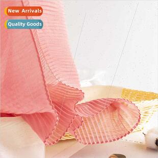 Fashion versatile solid color pleated crease scarf senior te