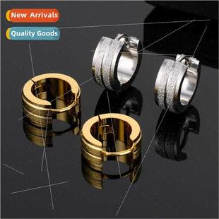 steel tanium men earrings earr Korea buckle frosted