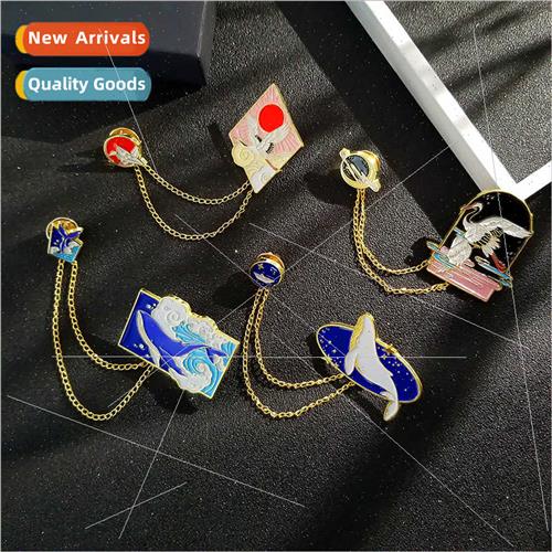 New waves whales alloy pins creative national cranes stars p