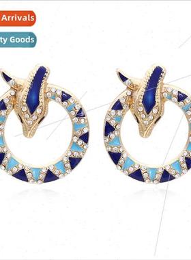Fashion temperament earrings diamond-set personalized snake
