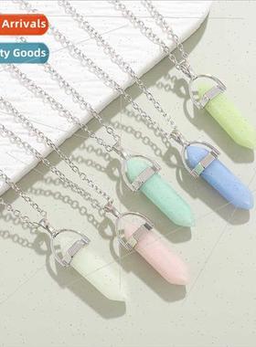 good friend luminous stone pendant necklace hexagonal column