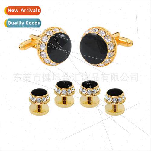 Gold Diamonds Black Enamel Cufflinks Cufflinks Tuxedo Dress