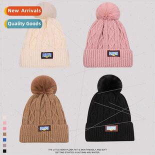 Autumn winter versatile wool ball twist knted hat new thicke