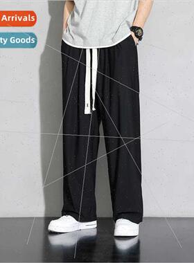 Ice silk pants men elastic summer thin quick-drying sports c