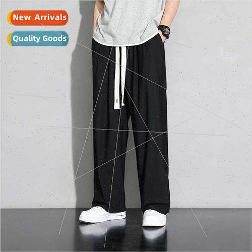 Ice silk pants men elastic summer thin quick-drying sports c