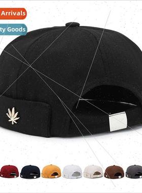 Brimless melon skin cap male leaf soft top hat female set bl