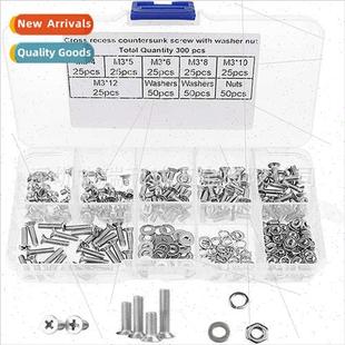screws set flat 300pcs machine Phillips head smal 304