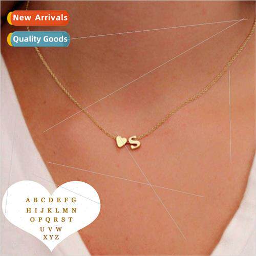 Europe jewelry simple peach heart-shaped letter necklace hun