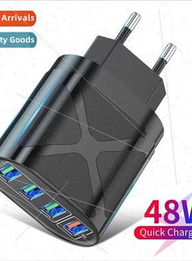 48W Illuminated QC3.0 4USB Fast Charger Mobile Phone Charger