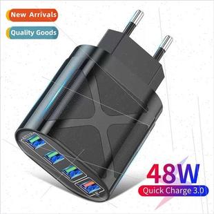 48W Illuminated QC3.0 4USB Fast Charger Mobile Phone Charger