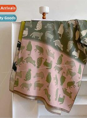 Autumn winter new color blocking cat scarf cute girl student