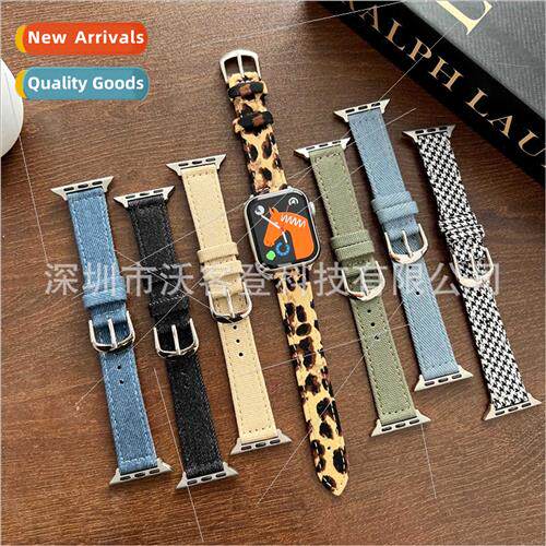 适用apple watch simple denim canvas strap apple watch8/SE/7/