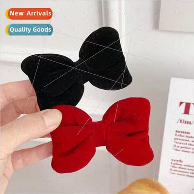 Bow headdress burgundy velvet hair clips girls side bangs cl
