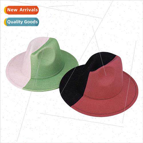 Tweed colorblocking jazz hat outdoor sunshade warm western r