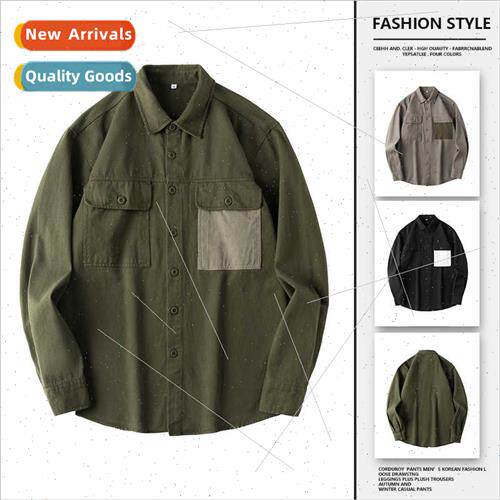 American retro workwear long-sleeved shirt jacket men fall w