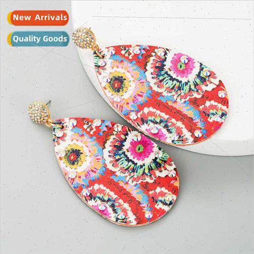 Europe spring new colorful flowers leather print pattern ear