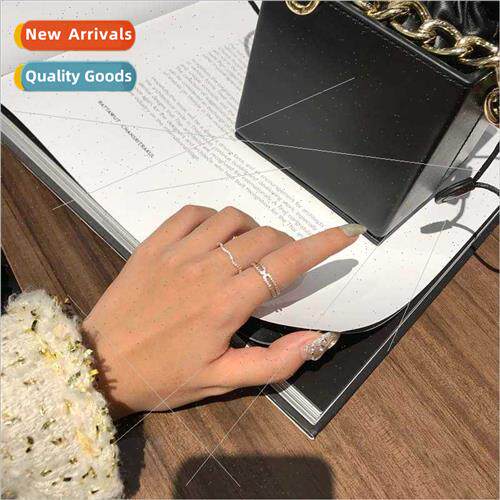 Ring female ins hipster wave curve Korea fashion double zirc