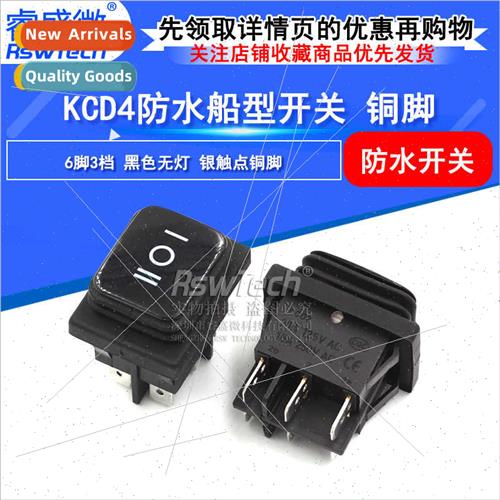 Rocker Swch KCD4 6-pin 3-speed Black whout Lamp lver Contact