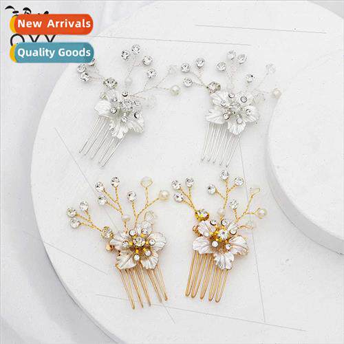 Bridal coiffure insert comb diamond alloy flower hair comb h