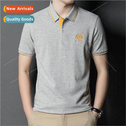 T-shirt 2021 spring summer new lapel solid color embroidery