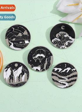 Creative Outdoor Scenery Series Brooch Chinese Sea Waves Sta