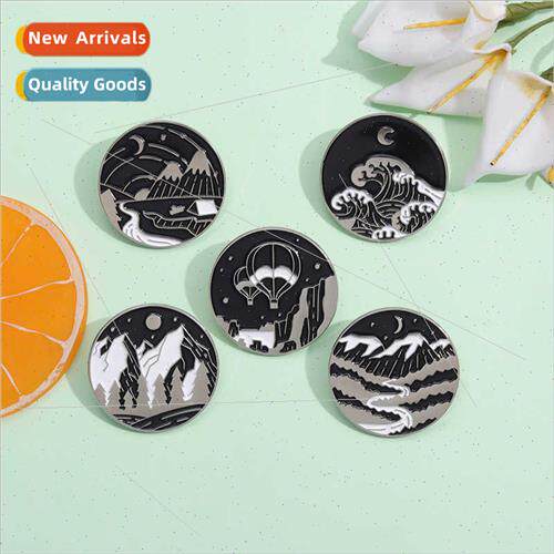 Creative Outdoor Scenery Series Brooch Chinese Sea Waves Sta