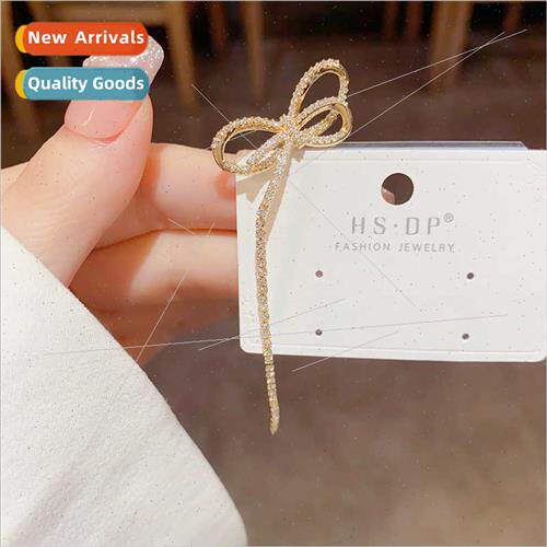 French delicate zirconia bow ear bone clip super flash niche