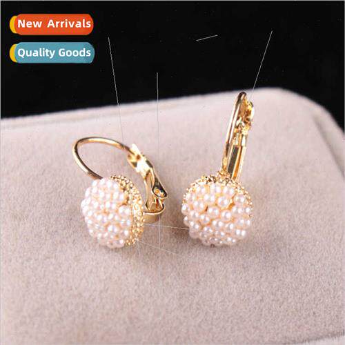 C580 fashion Korean women round pearl millet beads earrings