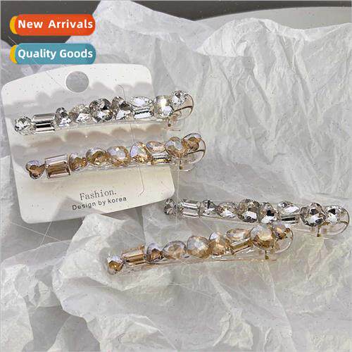 Hair clips love geometric crystal bangs sea side clip Korean