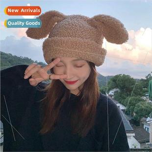 warm win plush hat ears wool rabb ins Cute thickened lamb