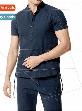 s Mens Cotton nen Henley Neck Beach Su TC18