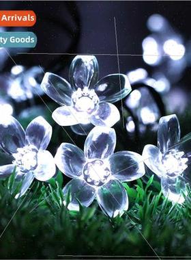 led solar outdoor lights string peach blossom flower modelin