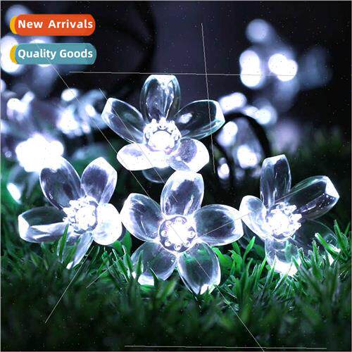 led solar outdoor lights string peach blossom flower modelin
