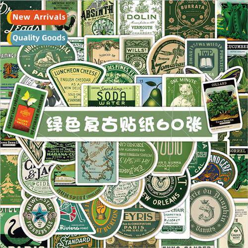 60 American green retro stickers shaped handbook decorative