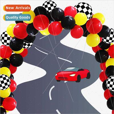 Racing Baby Theme Birthday Balloon Package Black Whe Checker