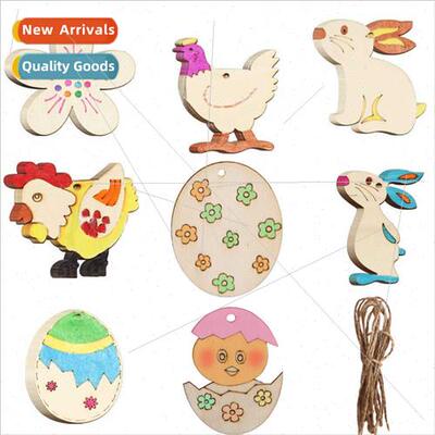 2023 New Easter decorative pendant DIY wooden hand-painted w