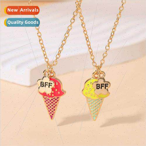 Children necklace cartoon good friend bbf alloy cute cone ic