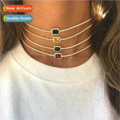 Europe 2020ins nightclub colorful gemstone pendant single ro