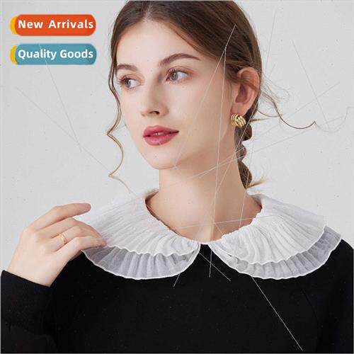 2023 Two Layers Wave Lace Fake Collar Playful Cute Whe Cotto