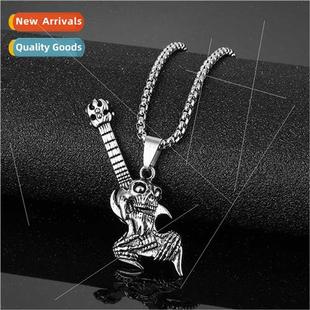 che Vintage Skull Musical Pendant Necklace Guar Instrument