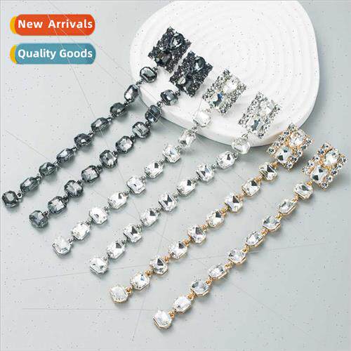 Fashion temperament long alloy diamond tassel earrings femal