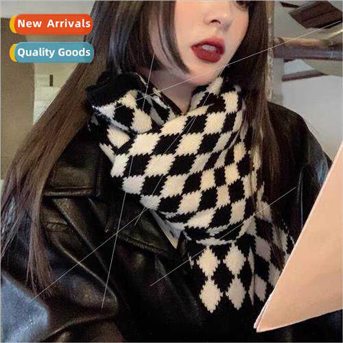 Scarf female fall winter black whe checkerboard plaid 2021 n