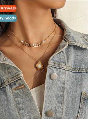 Europe fashion personalized double shell love pearl pendant