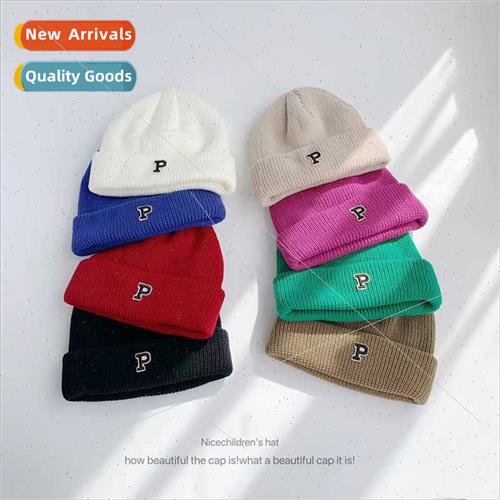 P letter wool cap female  Korean  show face small ear protec