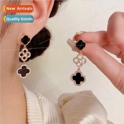 mple retro four-leaf flower earrings delicate celebry fashio